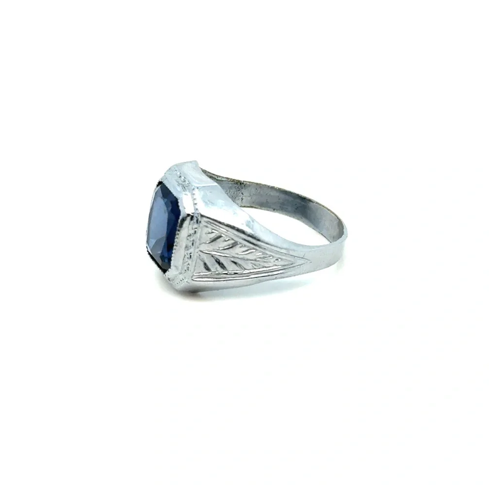 Silver‎ Blue Stone Signet Ring